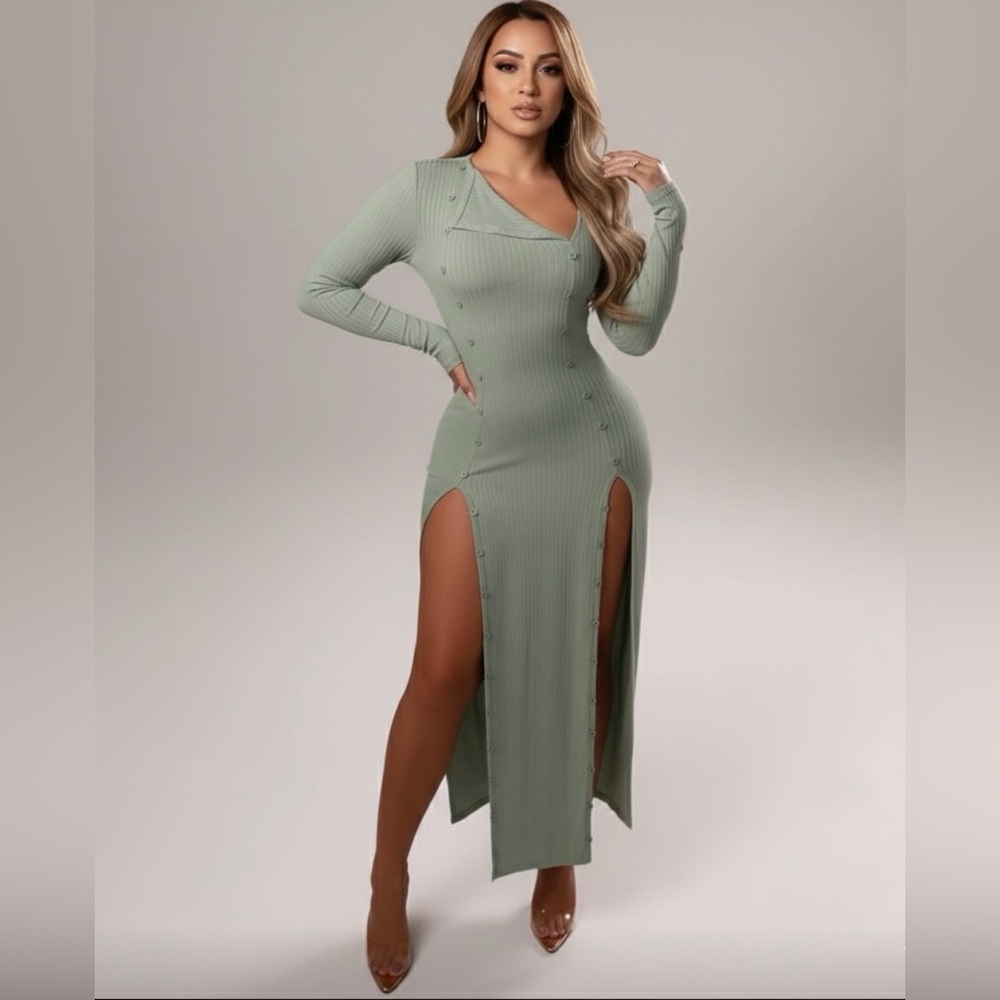 SHEIN Sage Long Sleeve Dress